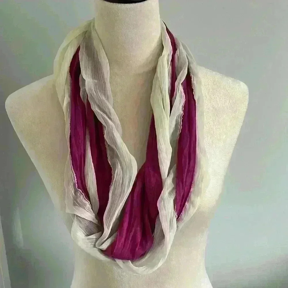Pink and cream infinity scarf